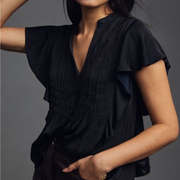 Anthropologie Ruffled Pintucked Blouse - Picture 4 of 6